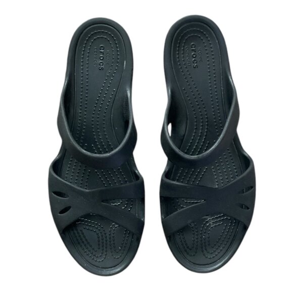 Crocs Kelli Black Strappy Sandals Lightweight Slip-On size 9 - Picture 1 of 7